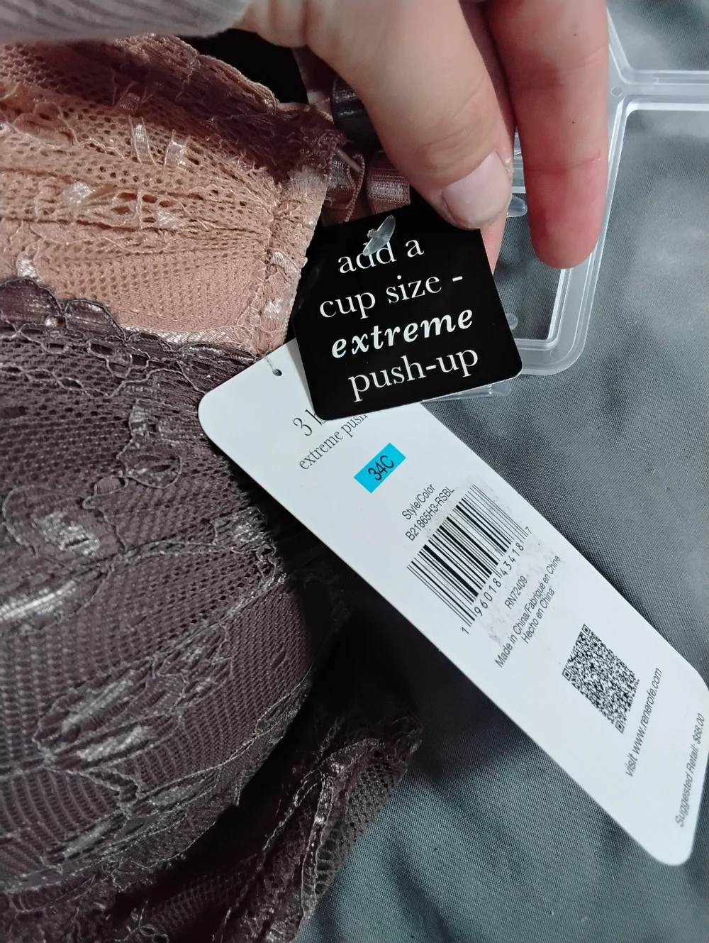 Rene Rofe Lace Padded Bras in Black, Blush, and Taupe - Picture 3 of 5